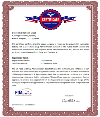 skrm certificate usfda